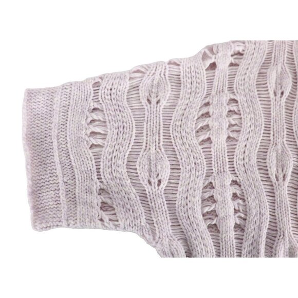 Calypso Women Size 1 Lilac Purple Cardigan Sweater Crochet Knit S/S Alpaca Shirt - Picture 8 of 9